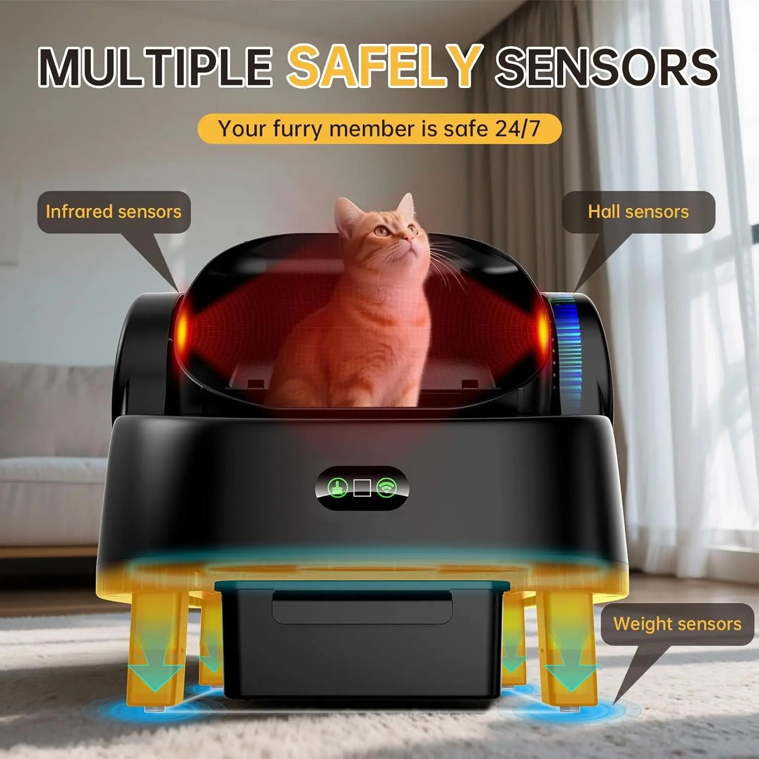 Automatic Cat Litter Box, Large Open-Top, Self Cleaning, Multiple Cats, Smart APP Control