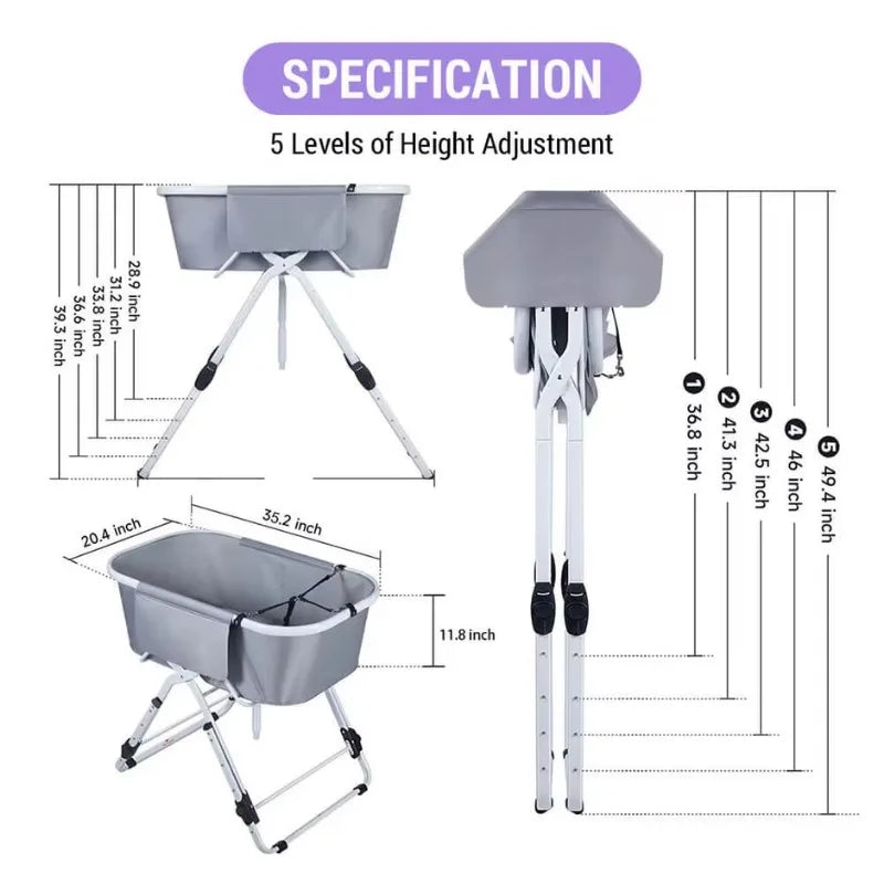 Elevated Dog Bath Tub for Bath Shower Grooming ,Foldable Pet Dog Bathing Station Adjustable, Ideal For Medium To Large Pets