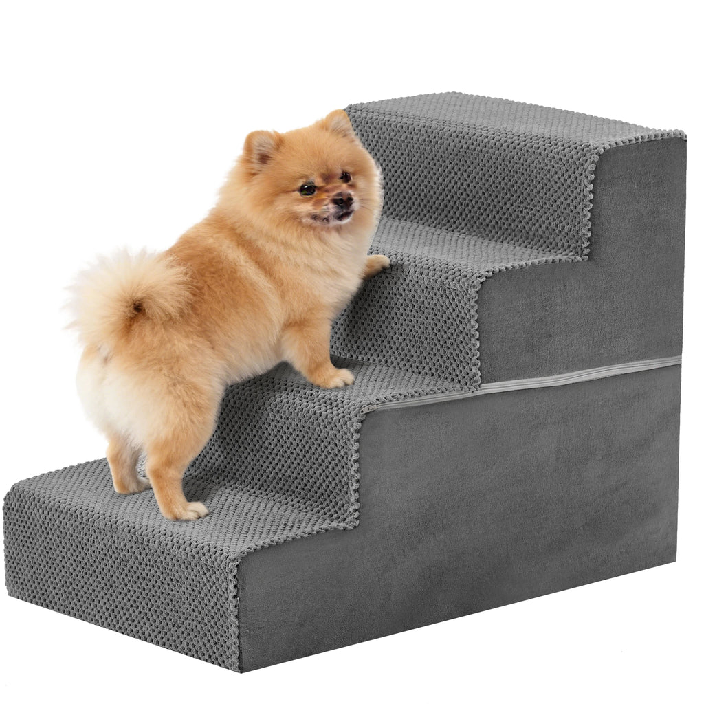 JHK 3-5 Step Right Angled Foam Dog Stairs.  Indoor Non-Slip Pet Ladder Ramp.