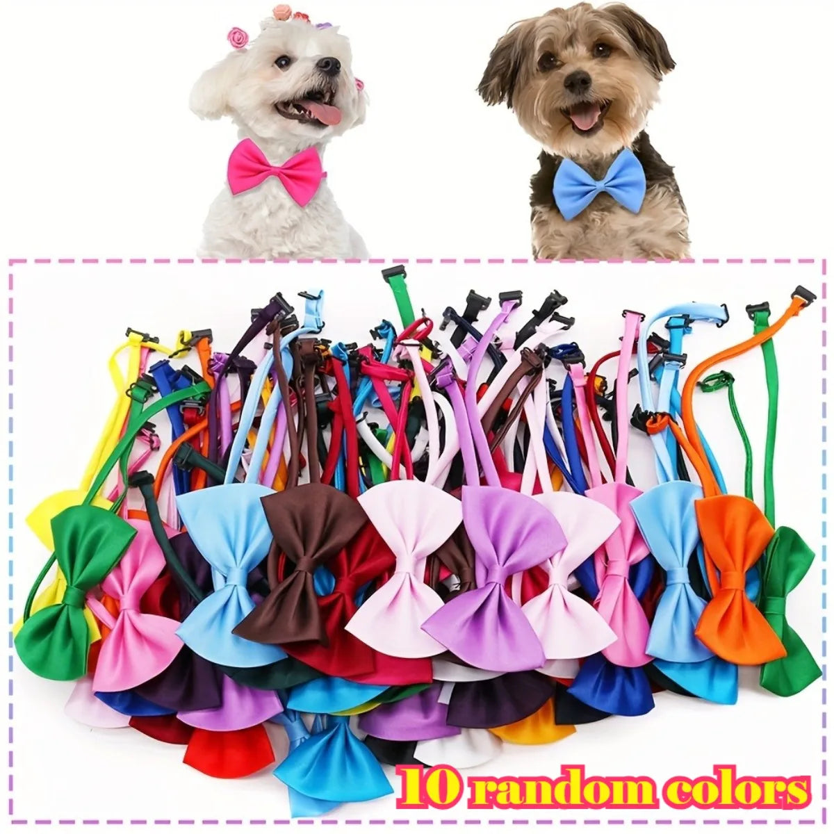 10Pcs 2026 Latest Pet Collar Set with Colorful Bow Decor, Adjustable & Machine Washable