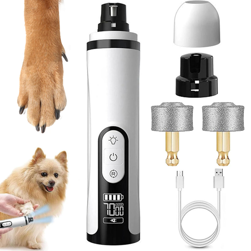 Electric Pet Nail Grinder, Rechargeable, Quiet, Suitable for Small, Middle and Large Dogs and Cats