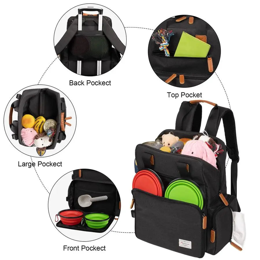 Pet Travel Bag, Airline Approved, Backpack, Tote, Weekend Bag, Food Storage Containers