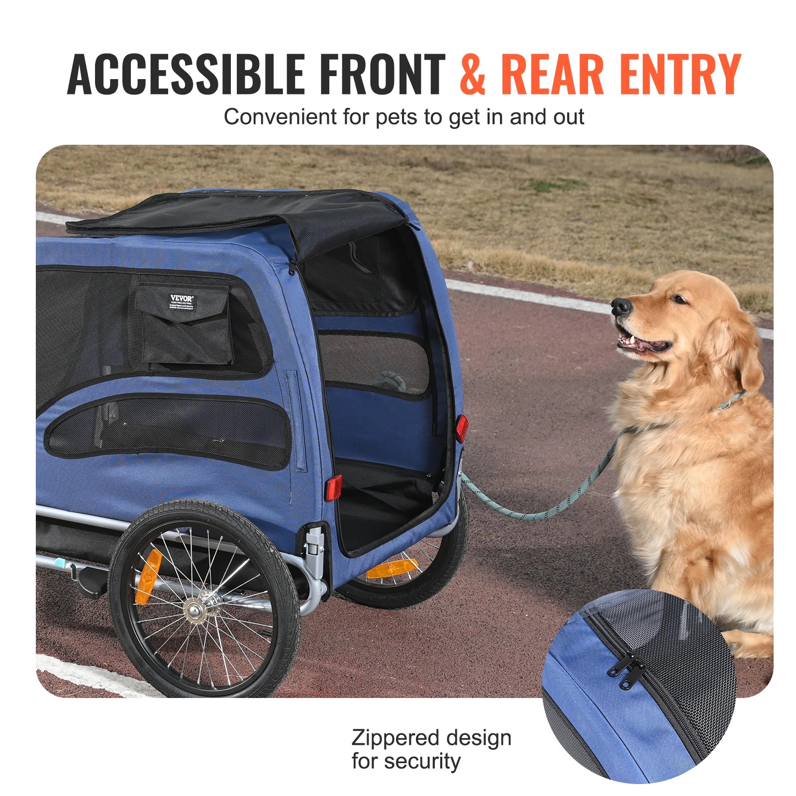 SucceBuy 100lbs Pet Cart, Bicycle Carrier, Bike Trailer with Coupler, Reflectors, Flag, Collapsible to Store for Dogs Travel