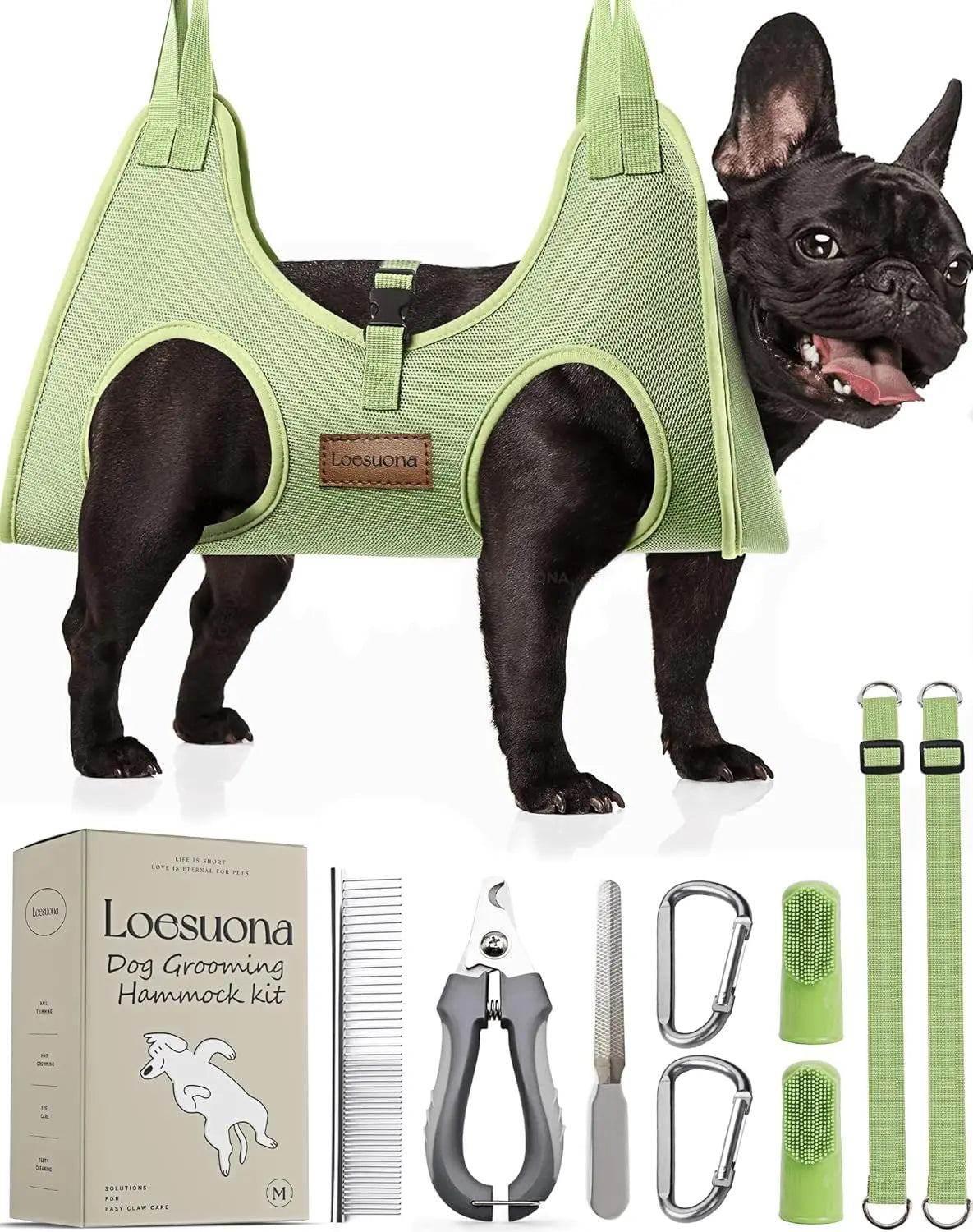 Dog Grooming Hammock for Nail Trimming, Cat Sling with Clippers for Small Pets
