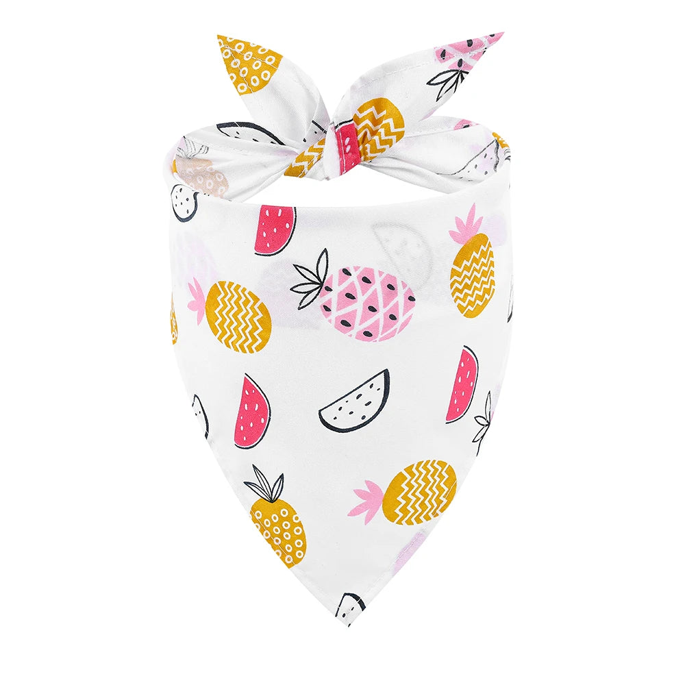Dog Bandana Fruit, Floral, Washable, Soft.  Adjustable for Small, Medium and Large Dogs