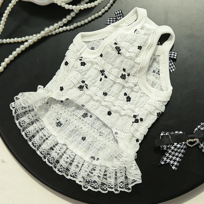 Pet Summer Dress, Lace Lolita Cake Dress for Cats and Dogs, Small and Medium Dogs and Kittens, Millennial Style Frilly Skirt