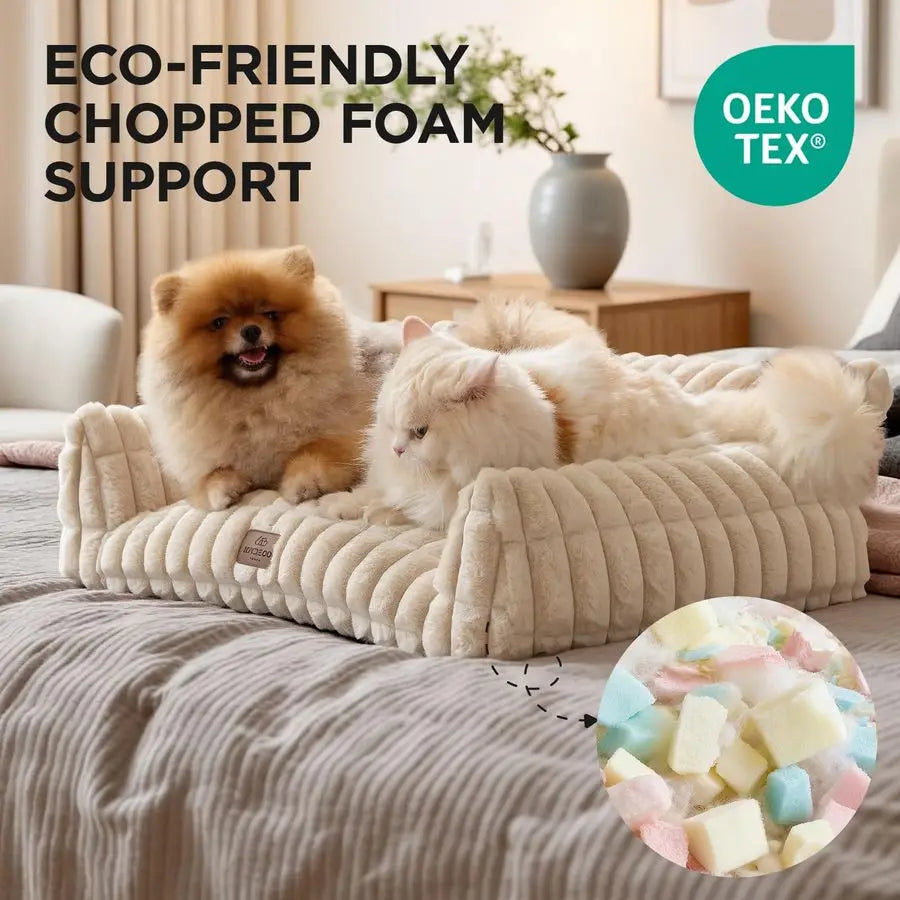 Plush Pet Sofa, Cat and Dog Bed, Removable Washable Cover, Supportive Pet Sofa