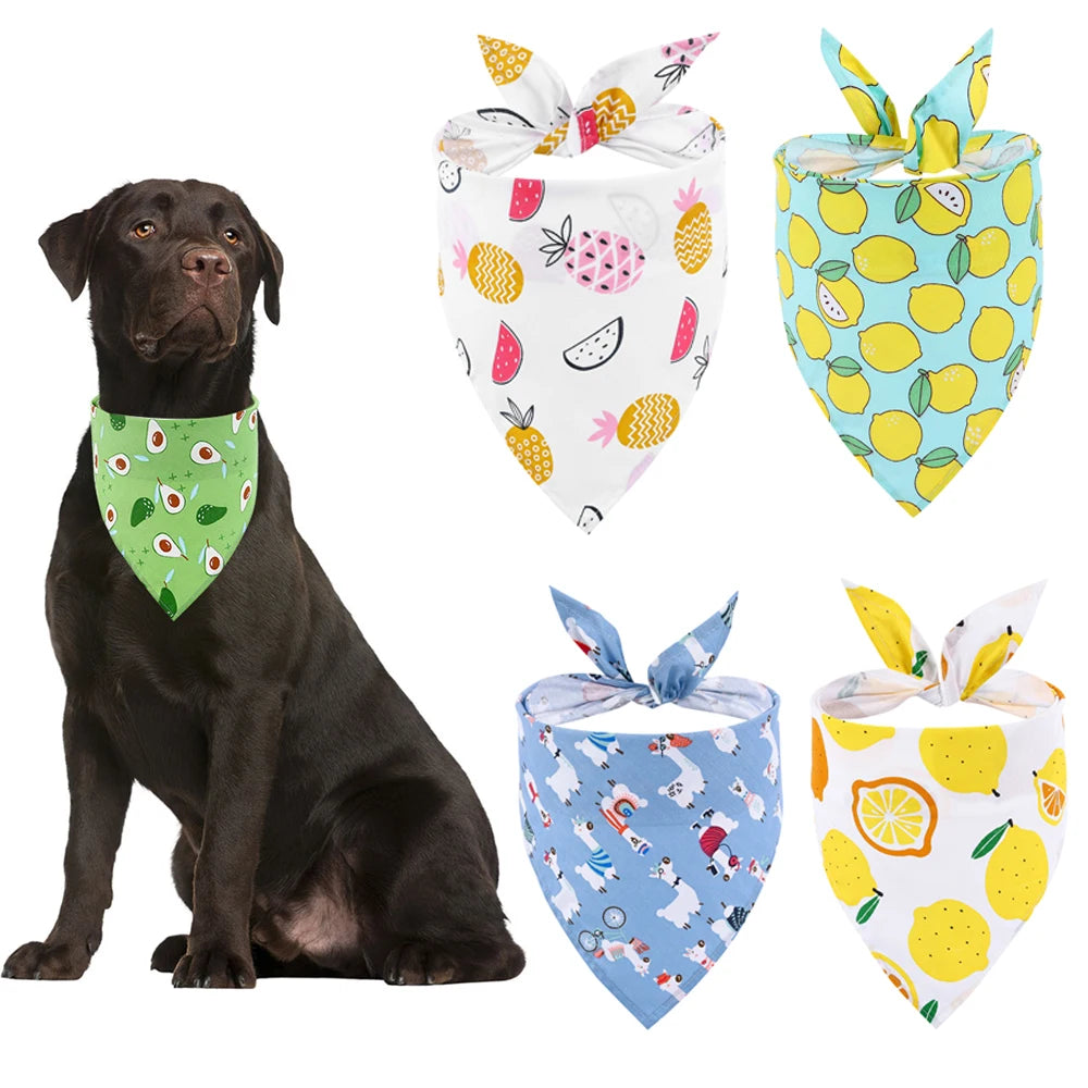 Dog Bandana Fruit, Floral, Washable, Soft.  Adjustable for Small, Medium and Large Dogs