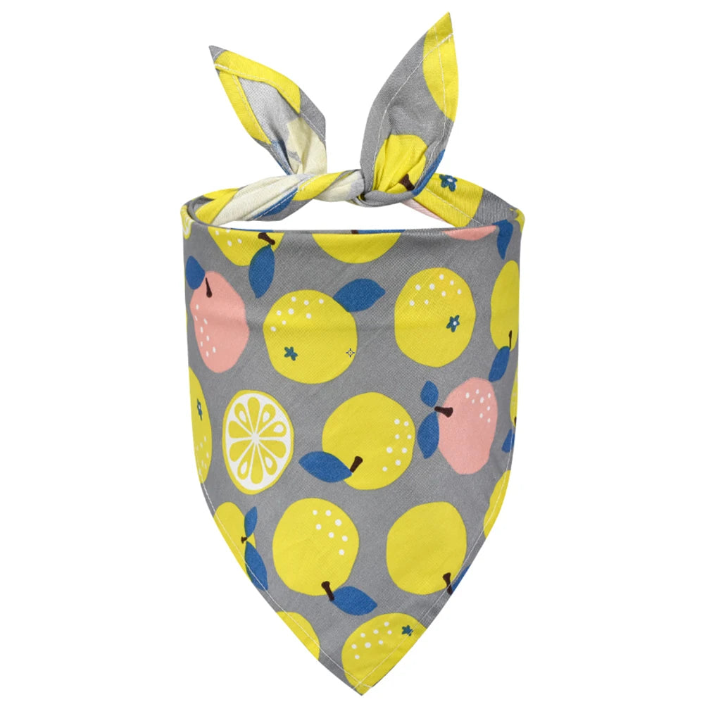 Dog Bandana Fruit, Floral, Washable, Soft.  Adjustable for Small, Medium and Large Dogs