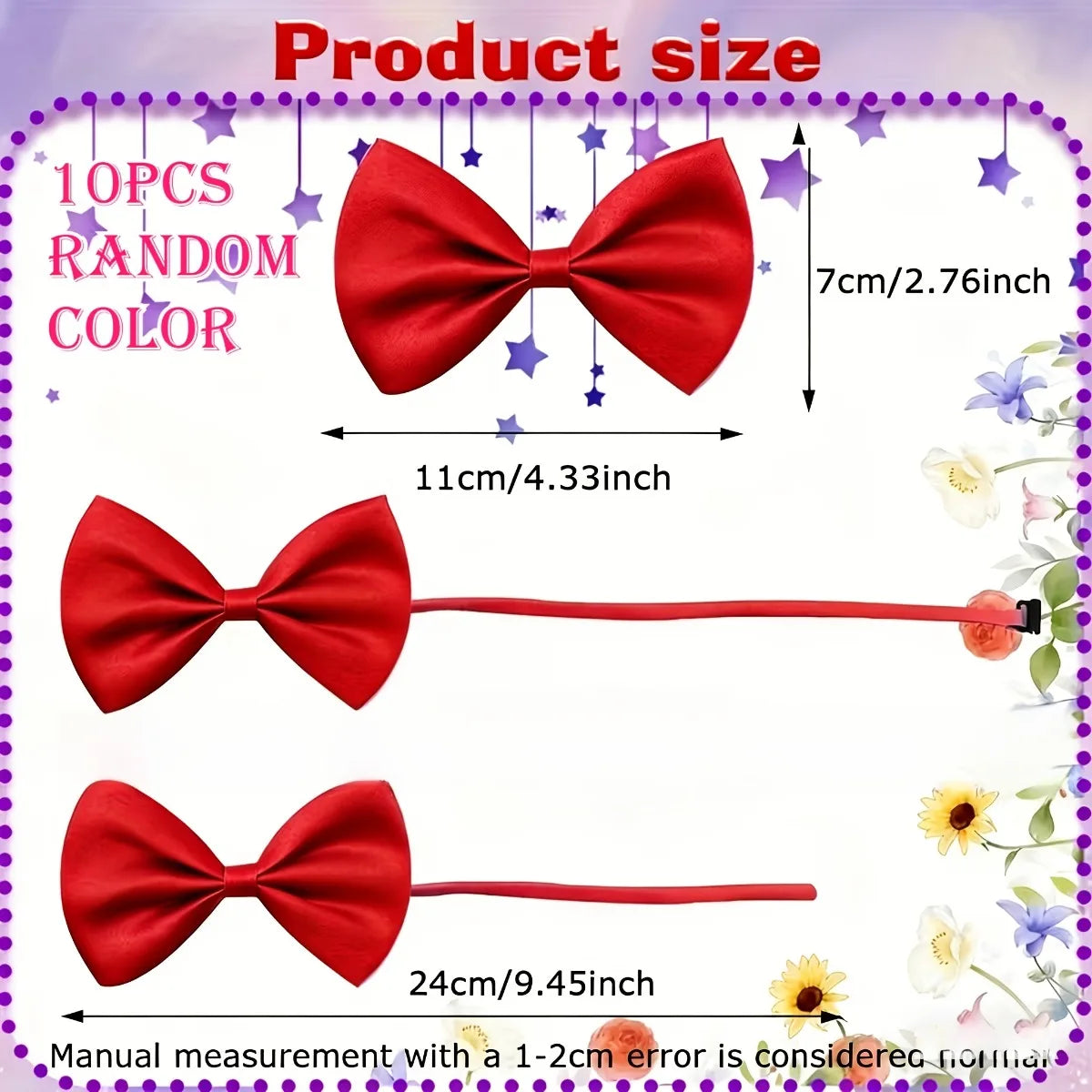 10Pcs 2026 Latest Pet Collar Set with Colorful Bow Decor, Adjustable & Machine Washable