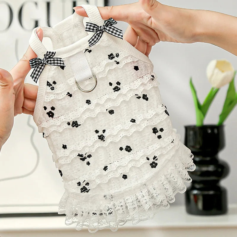 Pet Summer Dress, Lace Lolita Cake Dress for Cats and Dogs, Small and Medium Dogs and Kittens, Millennial Style Frilly Skirt