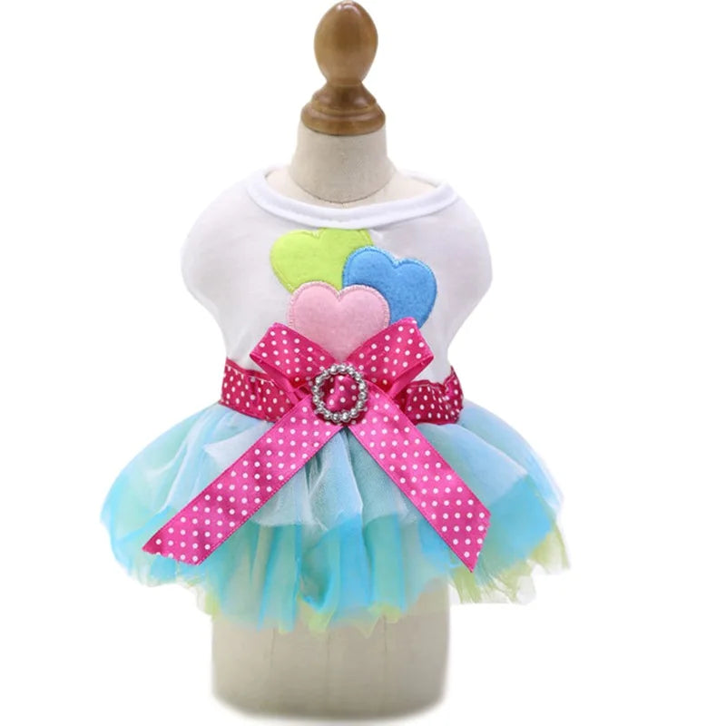 Sweet Princess Dress for Small Dogs, Spring, Autumn, Summer Dog Lace Tutu Dress