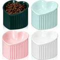 4 Pcs Elevated Cat Food Bowls, Ceramic Raised Cat Bowls