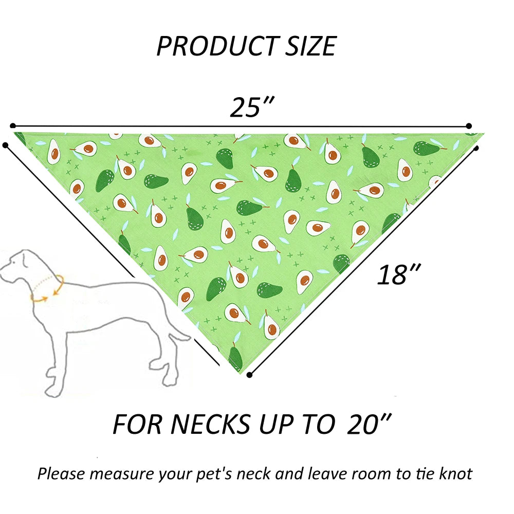 Dog Bandana Fruit, Floral, Washable, Soft.  Adjustable for Small, Medium and Large Dogs