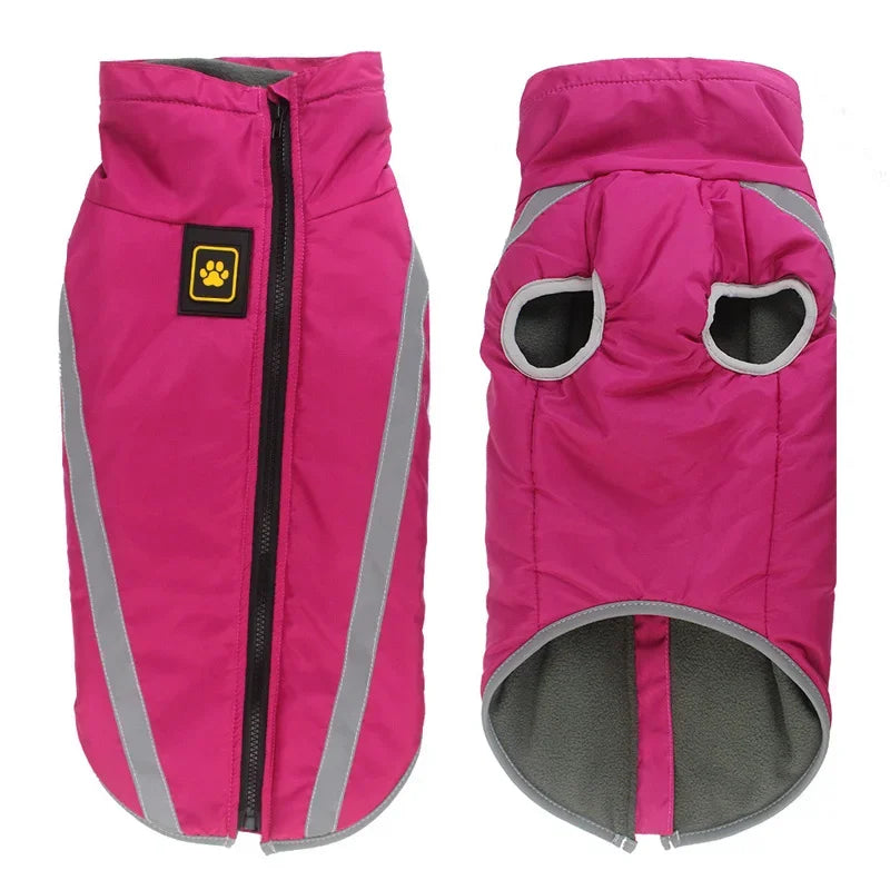 Waterproof Dog Clothes for Large Pets, Winter Warm Big Dog Jackets, Padded Fleece, Pet Coat Safety Reflective Design,