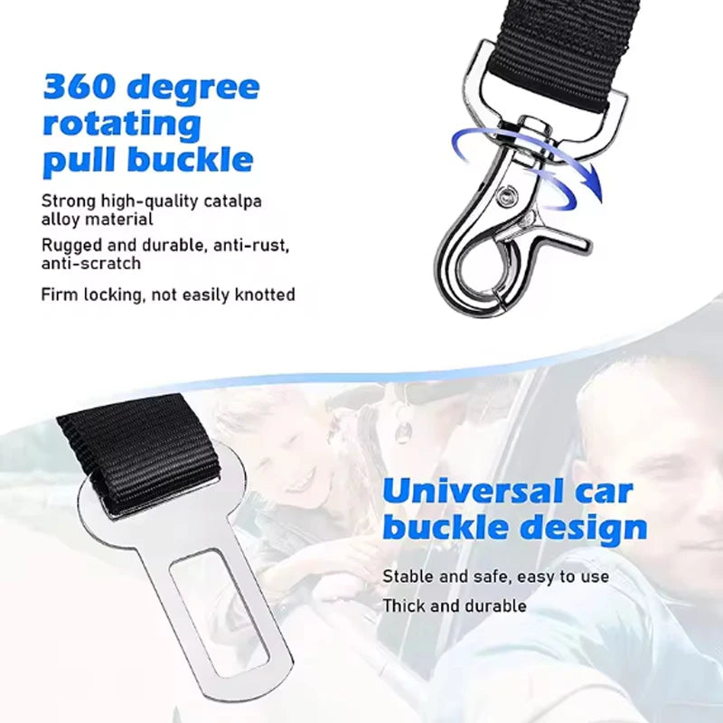 Dog Pet Car Safety Seat Belt, Elastic Buffer Traction Rope, Dog Safety Leash for Vehicle Travel