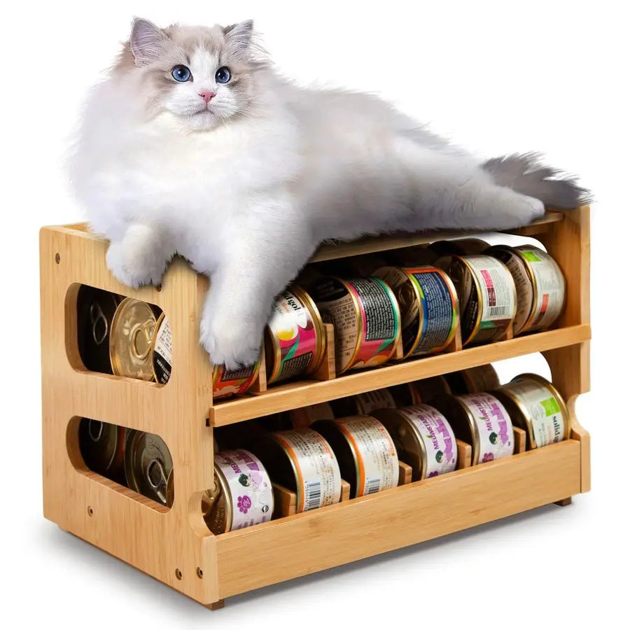 Cat Food Organizer, Pantry, Cat Food Storage, Bamboo