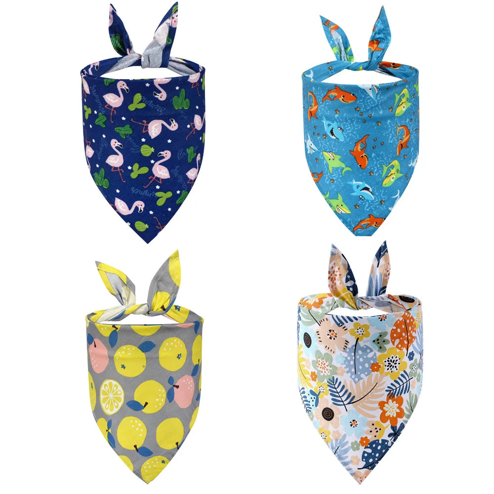Dog Bandana Fruit, Floral, Washable, Soft.  Adjustable for Small, Medium and Large Dogs