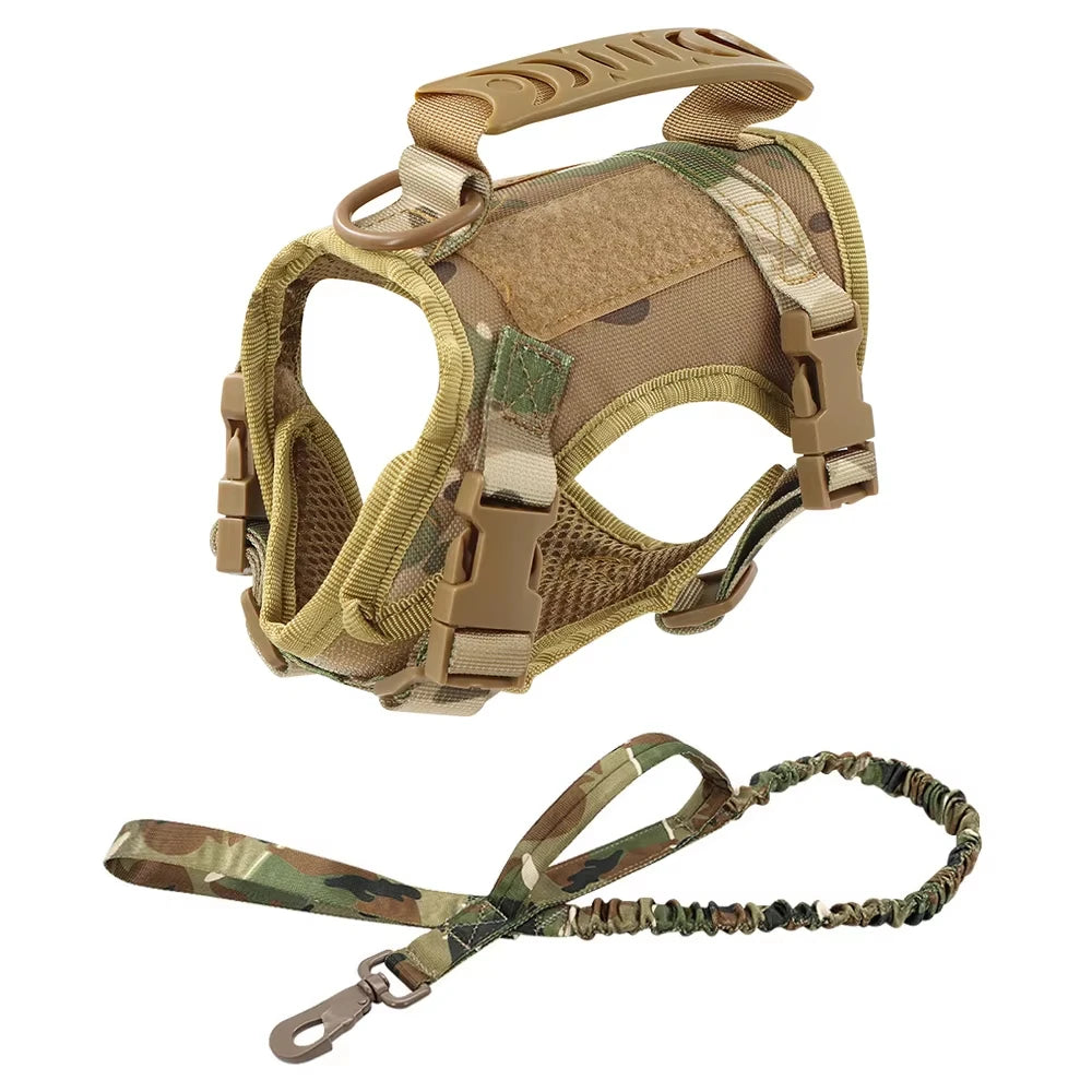Tactical Harness, Leash, Escape Proof, Breathable, Military Vest and Velcro for Small Dog, Kittens, Puppies