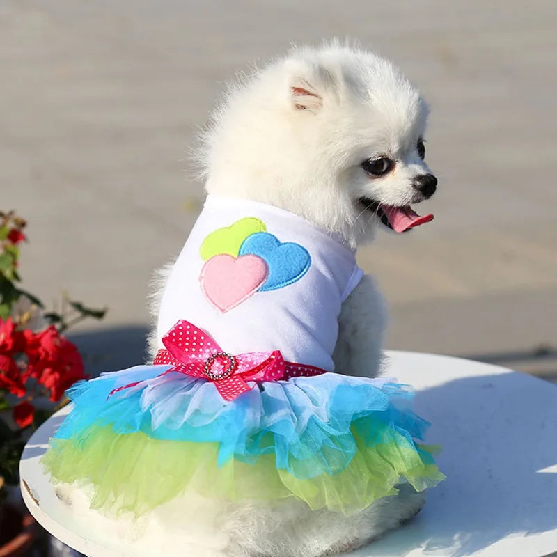 Sweet Princess Dress for Small Dogs, Spring, Autumn, Summer Dog Lace Tutu Dress