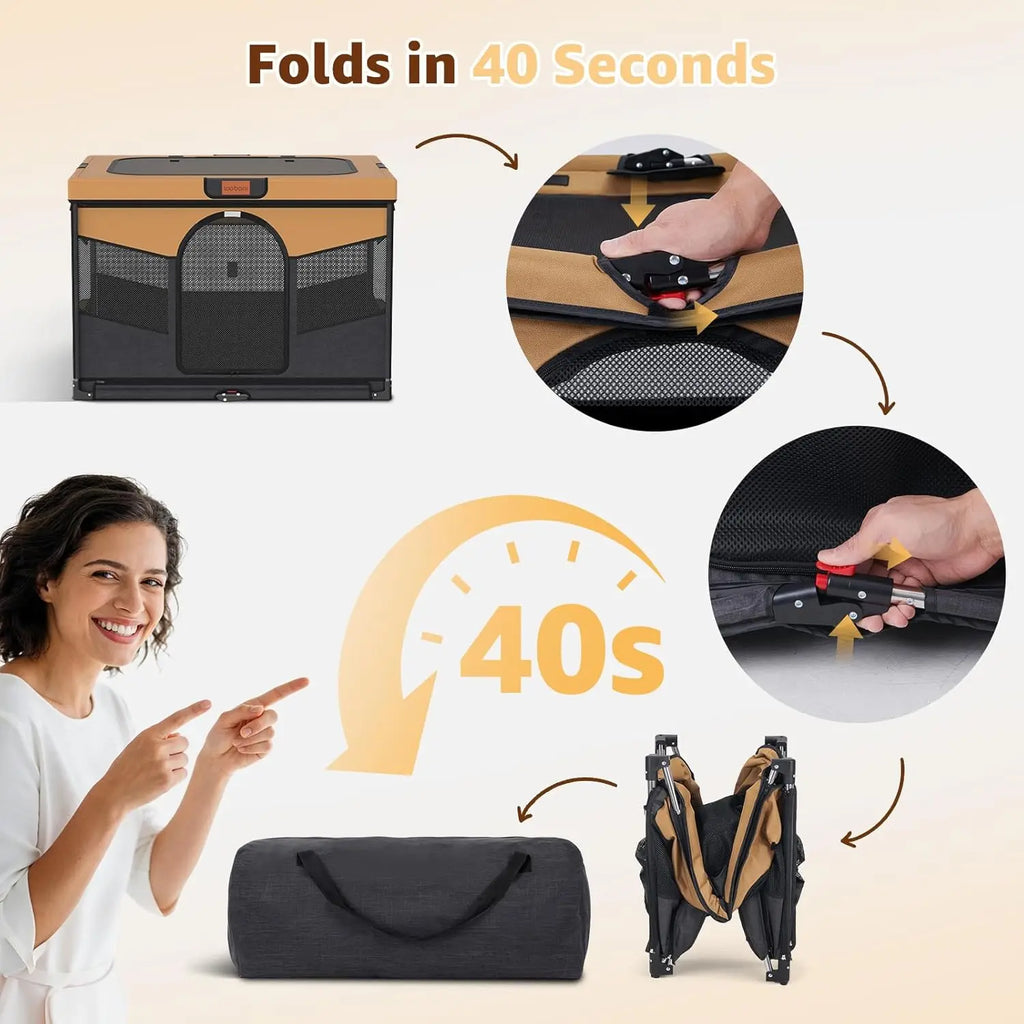 Foldable Pet Playpen for Small Dogs & Cats - Indoor/Outdoor Portable Crate with Washable Fabric, Sturdy Steel Frame