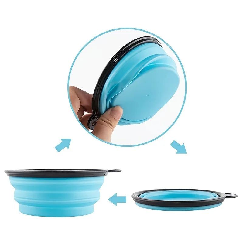 Portable Silicone Collapsible Pet Food Bowl.  Travel Outdoor Water Food Bowl
