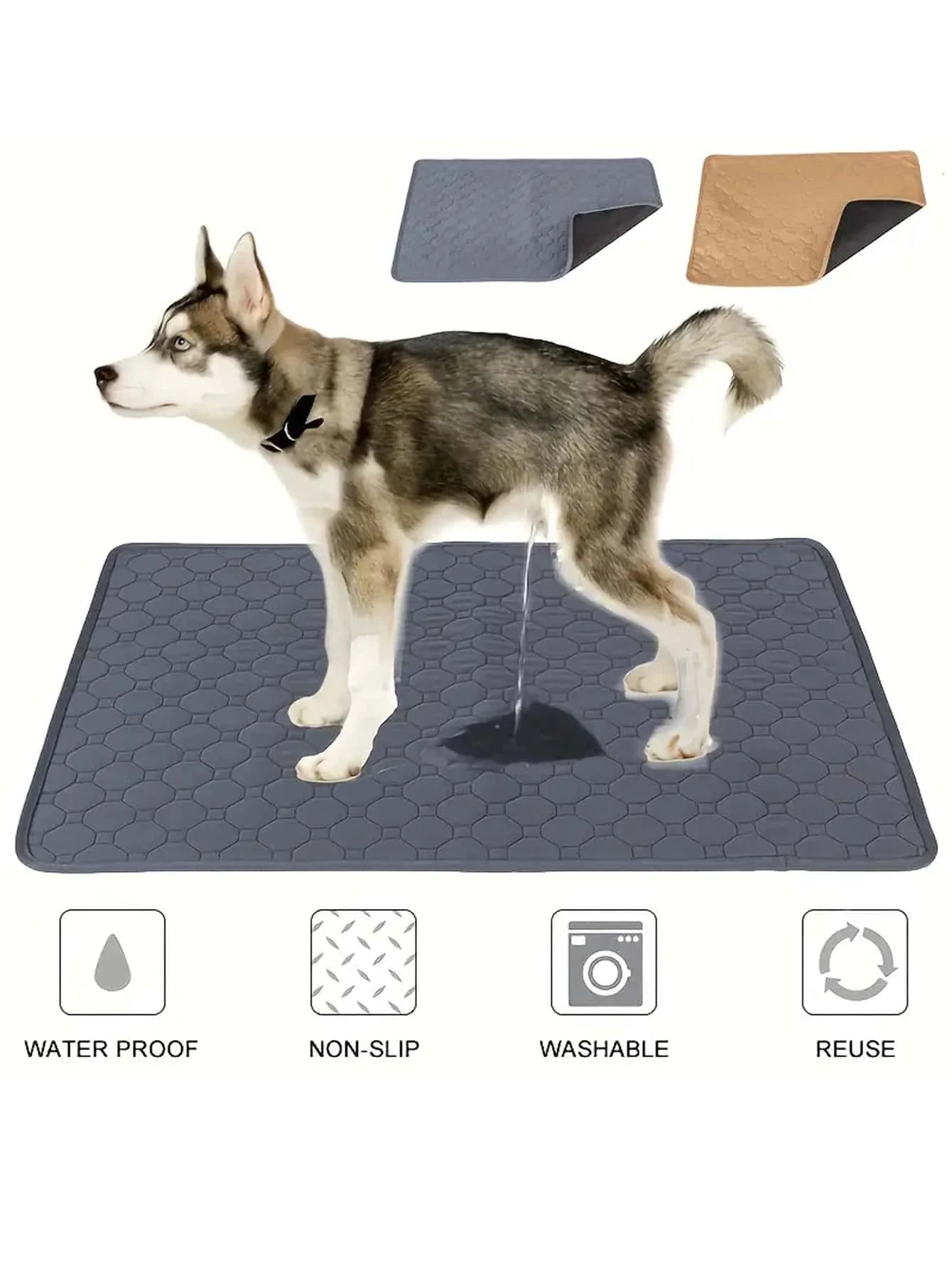 Reusable, Washable Pee Pad - Waterproof, Non-Slip, Training Mat for Crate or Floor