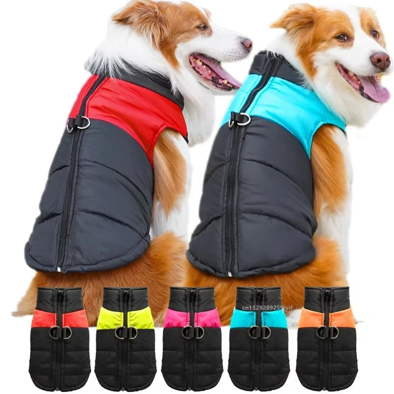 Waterproof Warm Dog Clothes, Winter Vest Padded, Zipper Jacket for Small Medium, Big Dogs Outfit
