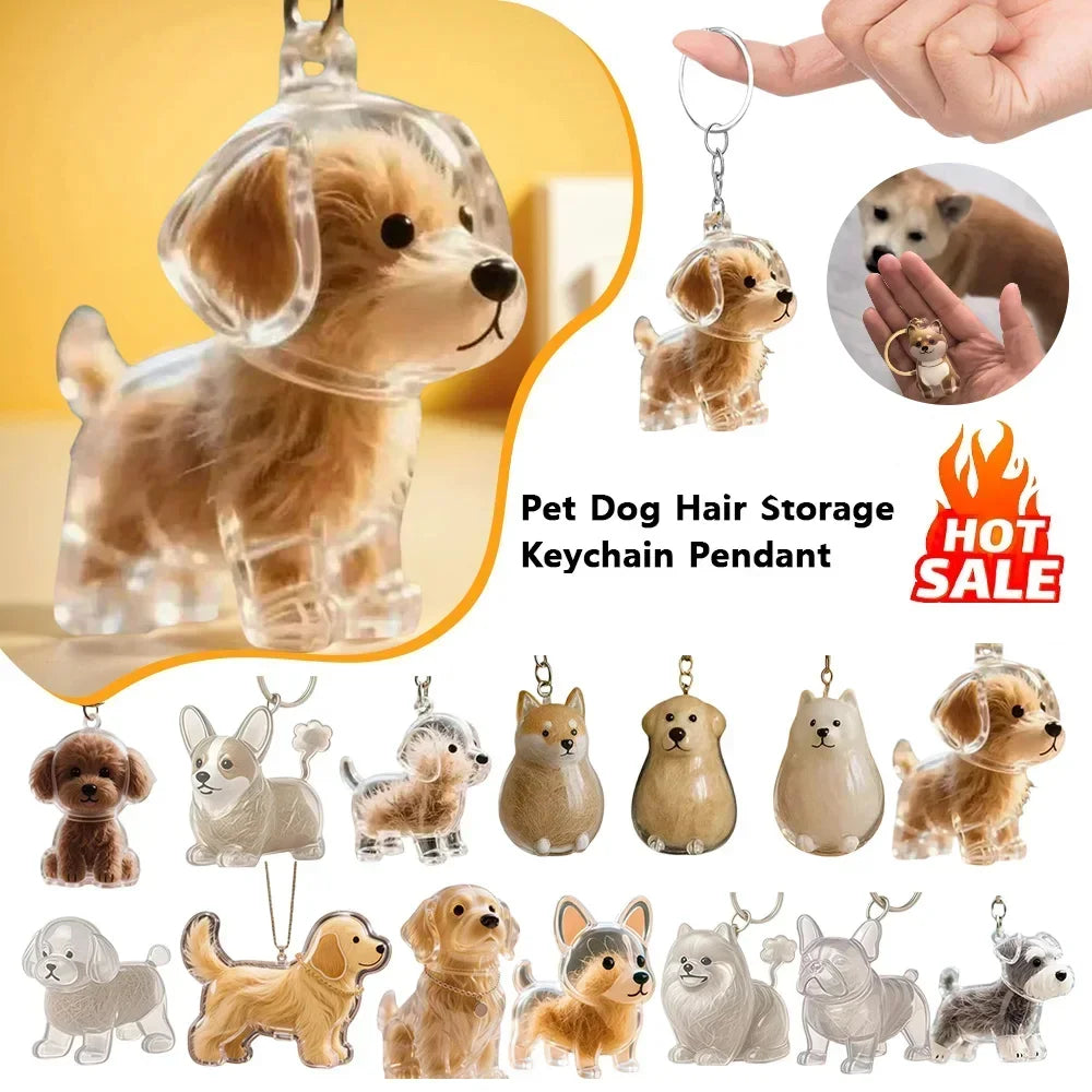 Transparent Dog & Cat Hair Storage Container, Adorable Pet Keepsake Capsule, Pendant,  Key Ring, Pet Lovers, Memorial Keychain