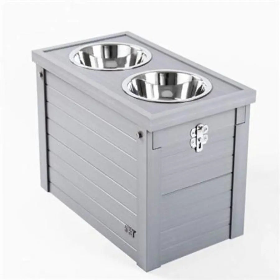 ECOFLEX, Elevated Dog Feeder, Sliding Lid Storage Bin, Small Spaces, Taller Dogs, Easy to Clean