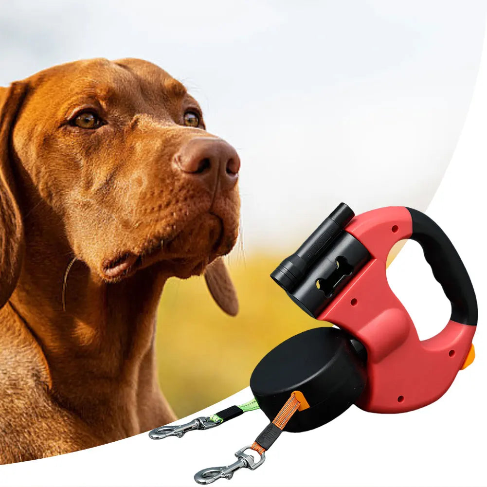 Double Headed Dog Leash, Traction Rope with LED Light, Retractable for Small, Medium Dogs