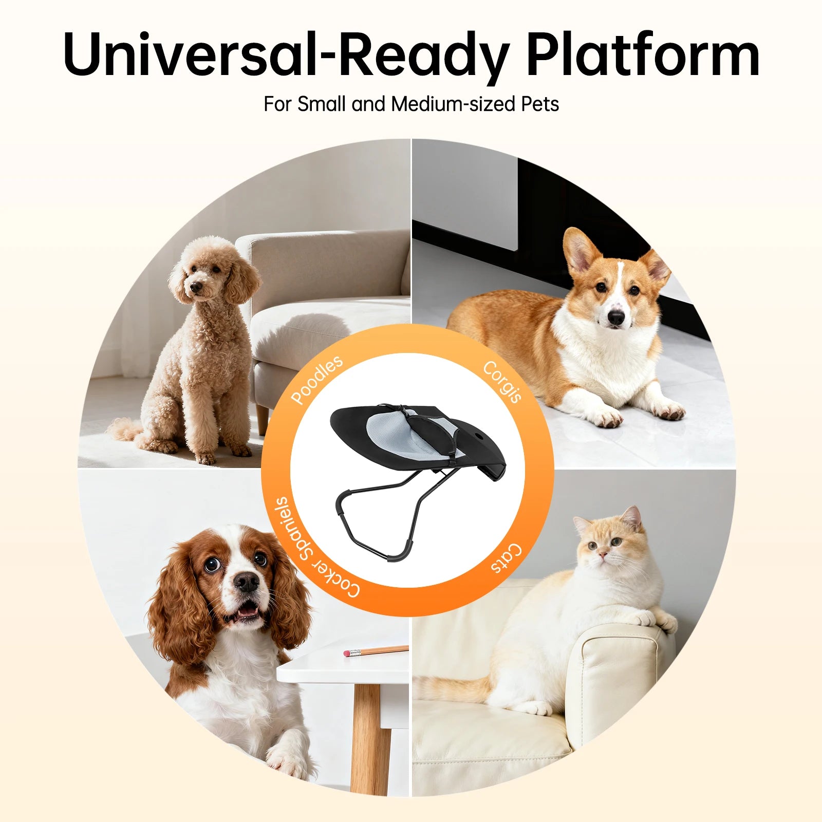 Pet Rocker, Bed Foldable, Rocking Chair Adjustable Height, Breathable, Stainless Steel Bracket