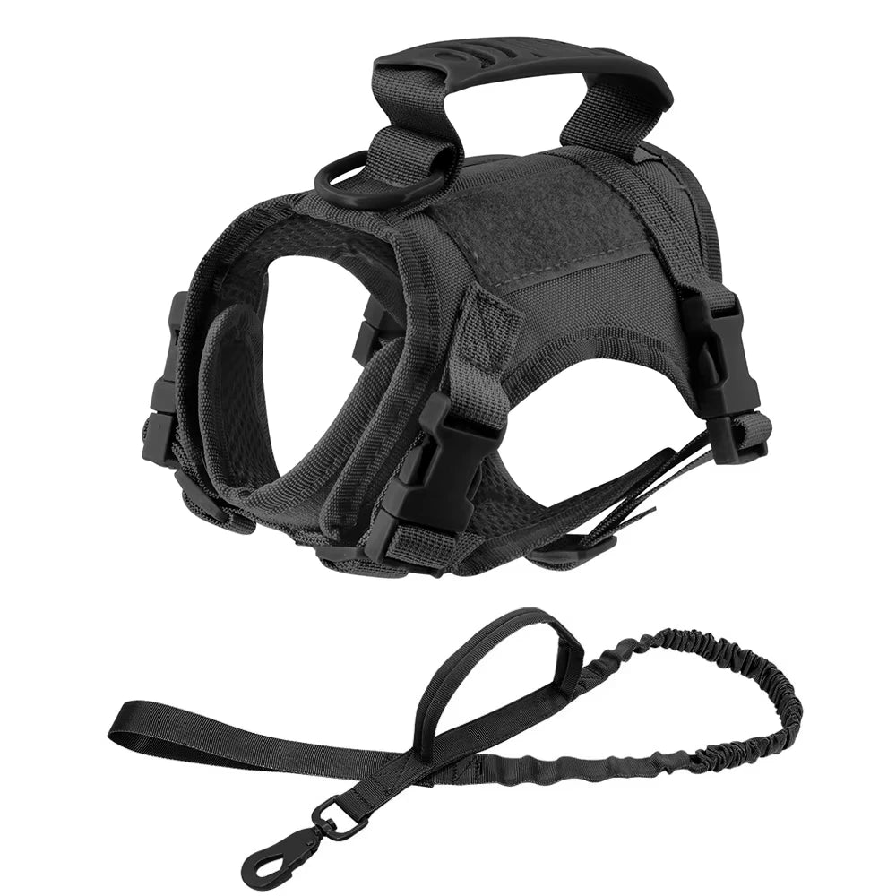 Tactical Harness, Leash, Escape Proof, Breathable, Military Vest and Velcro for Small Dog, Kittens, Puppies