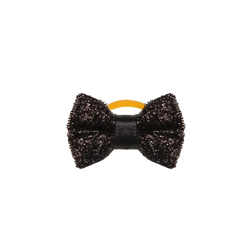 50/100pcs Christmas Small Dog Bows with Rubber Bands, Grooming Accessories, Mixed Colors