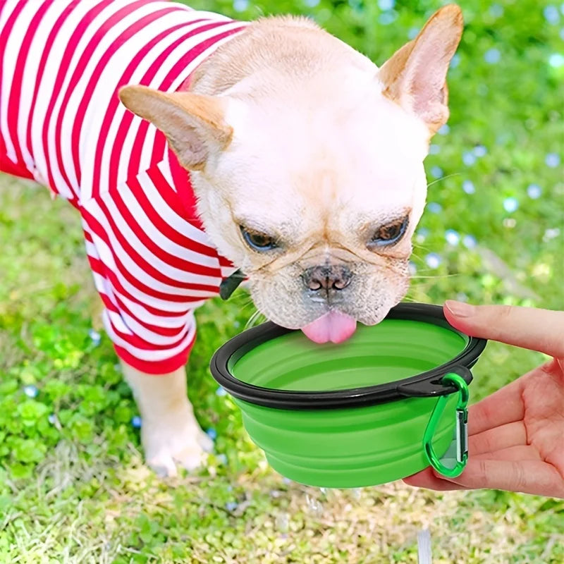 Portable Silicone Collapsible Pet Food Bowl.  Travel Outdoor Water Food Bowl