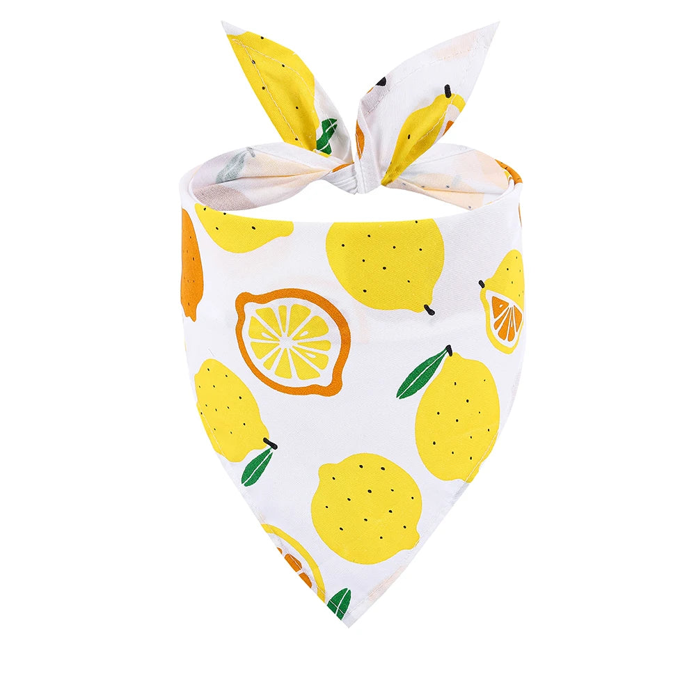 Dog Bandana Fruit, Floral, Washable, Soft.  Adjustable for Small, Medium and Large Dogs