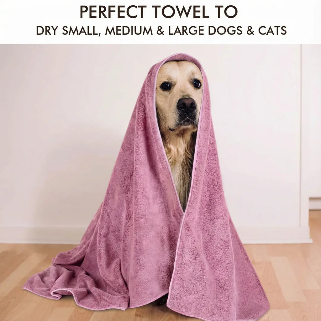 Pet Bath Towel Super Absorbent Microfiber, Quick Dry Soft Washcloth for Dogs and Cats, Durable Non-Fading and Easy to Clean