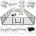 16 Panel Foldable Metal Pet Exercise Pen, 24 Inch Perfect for Outdoors, Yards and Camping, Puppy Containment Fence