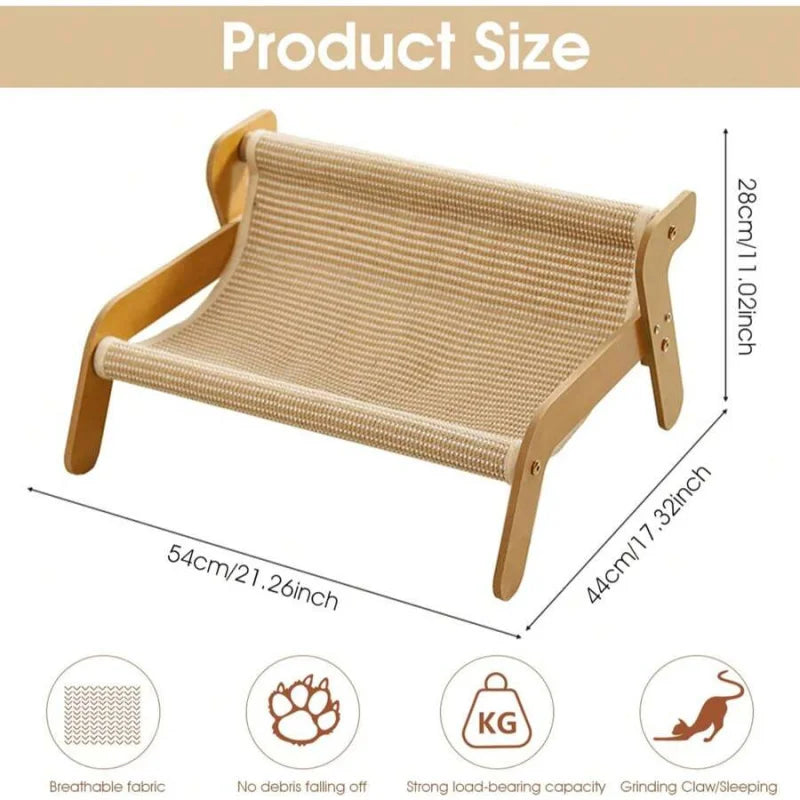 Cat Hammock Sofa - Durable Lint-Free Large Cat Scratching Post | 2-In-1 Rest And Scratch Pet Furniture, Suitable For All Seasons