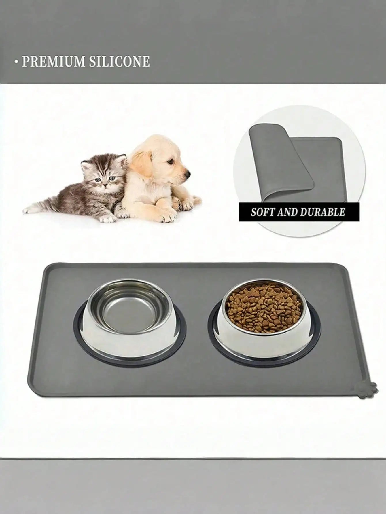Waterproof Silicone Pet Feeding Mat - Non-Slip, Easy Clean, Durable for Dogs & Cats