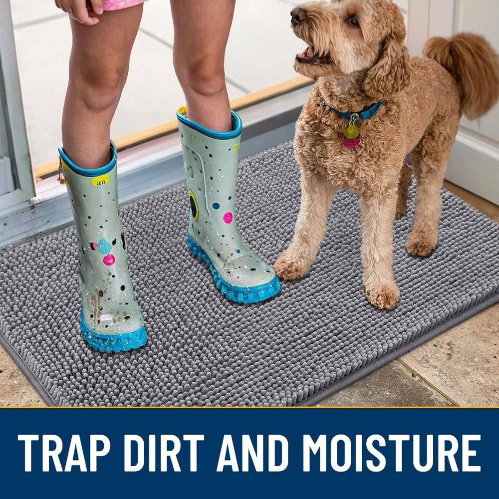 Absorbent, Non-Slip Dog Door Mat, Quick Dry, Washable, Indoor Entryway Carpet, Grey 48x30