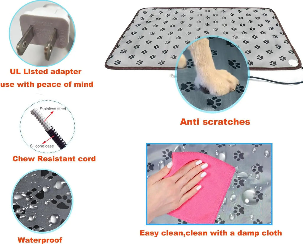 Extra Large Pet Heating Pad with Smart Timer, Precise Temperature Control, Waterproof & Durable for Dogs and Cats