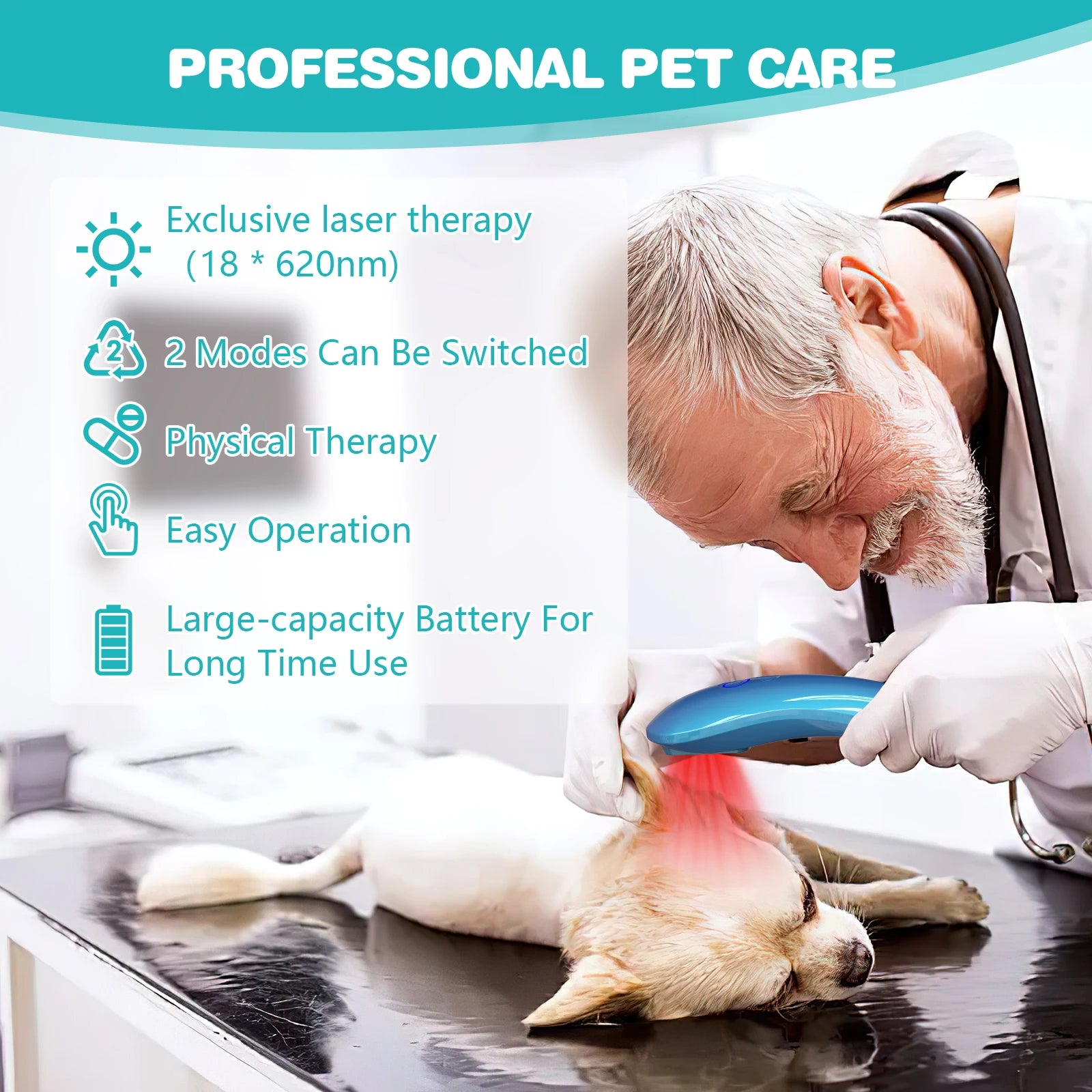 KTS Laser Therapy for Dogs 18*620nm, Portable Red Light Therapy, Veterinary Equipment for Joint Muscle Pain Relief & Inflammation