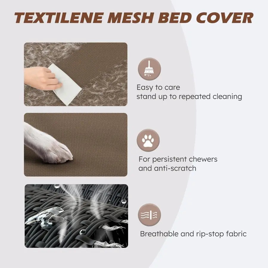 Elevated Dog Bed, Cooling Raised Pet Cot with Chew Proof Washable Breathable Mesh and Metal Frame, Portable Dog Cot Bed with NoS