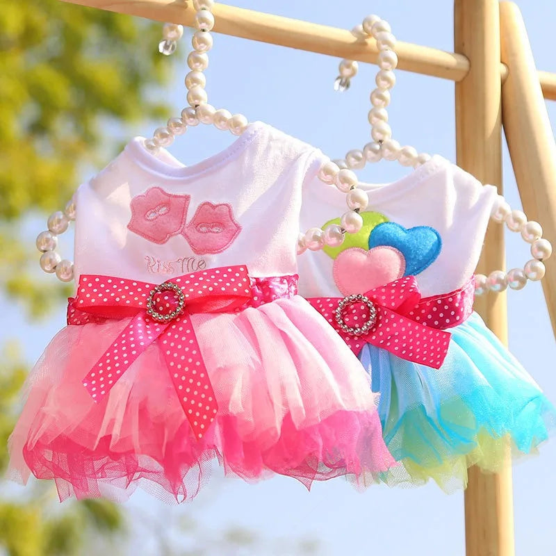 Sweet Princess Dress for Small Dogs, Spring, Autumn, Summer Dog Lace Tutu Dress