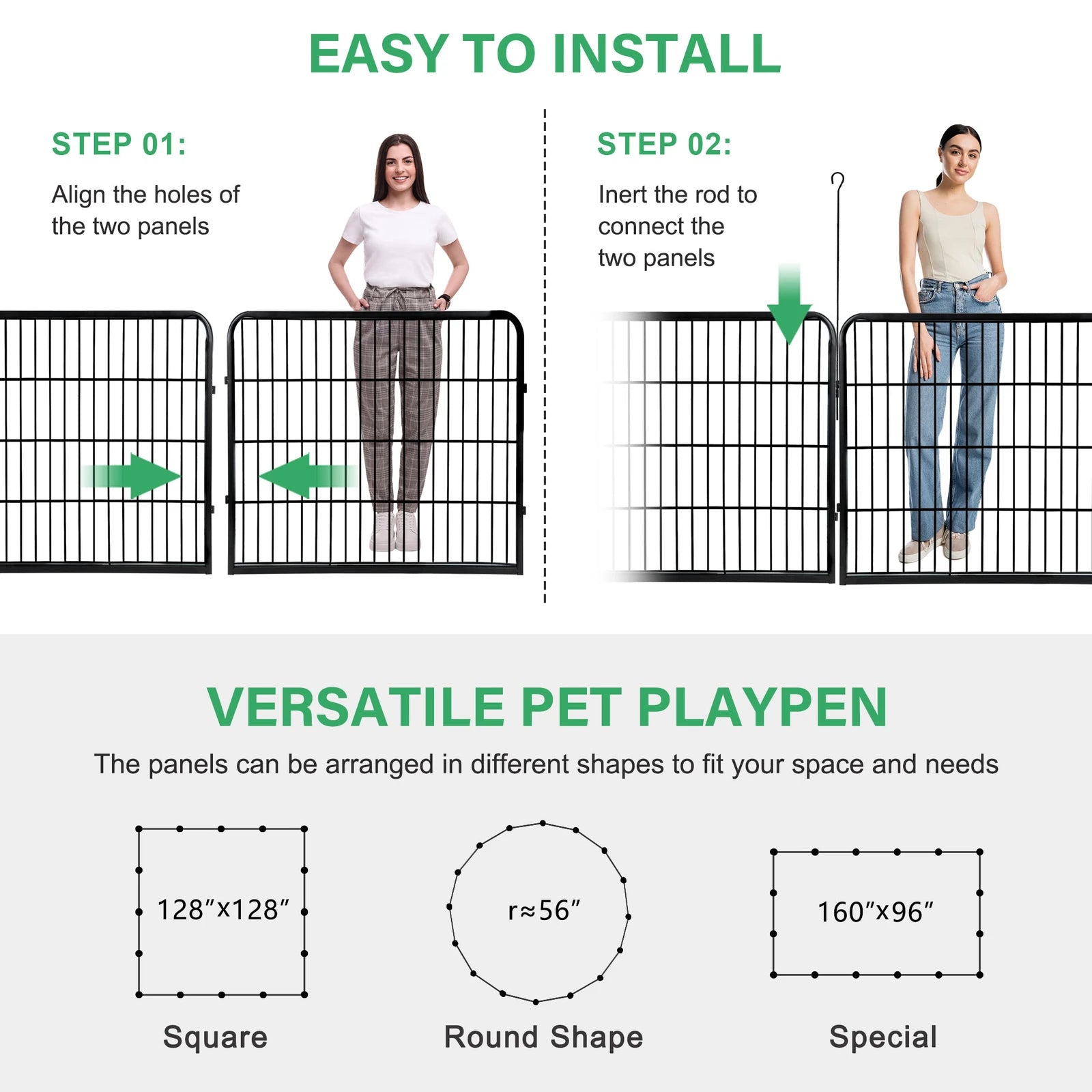 16 Panel Foldable Metal Pet Exercise Pen, 24 Inch Perfect for Outdoors, Yards and Camping, Puppy Containment Fence