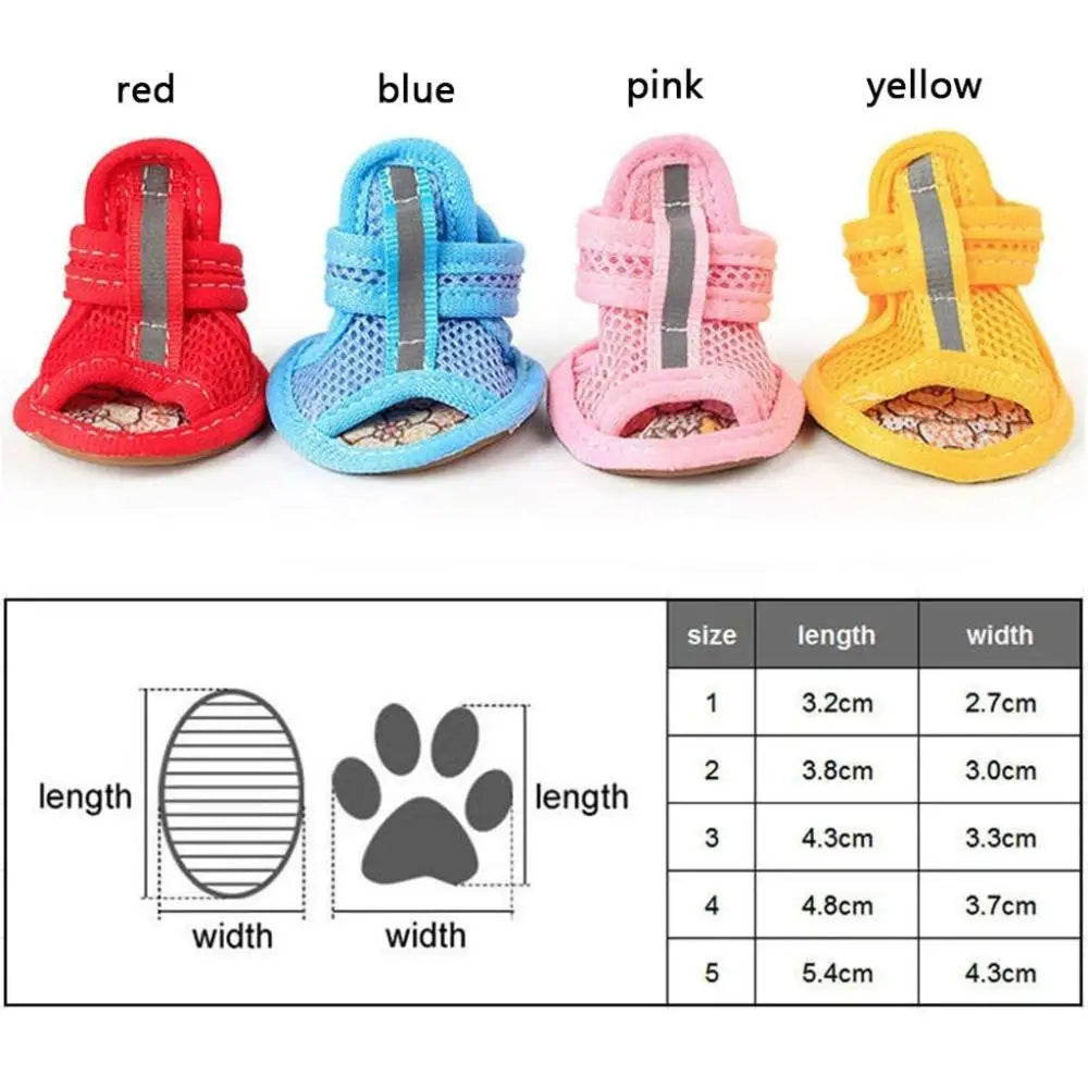 4pcs/pack Anti-slip Outdoor with Reflective Strap Spring Summer Wear Breathable Puppy Shoes