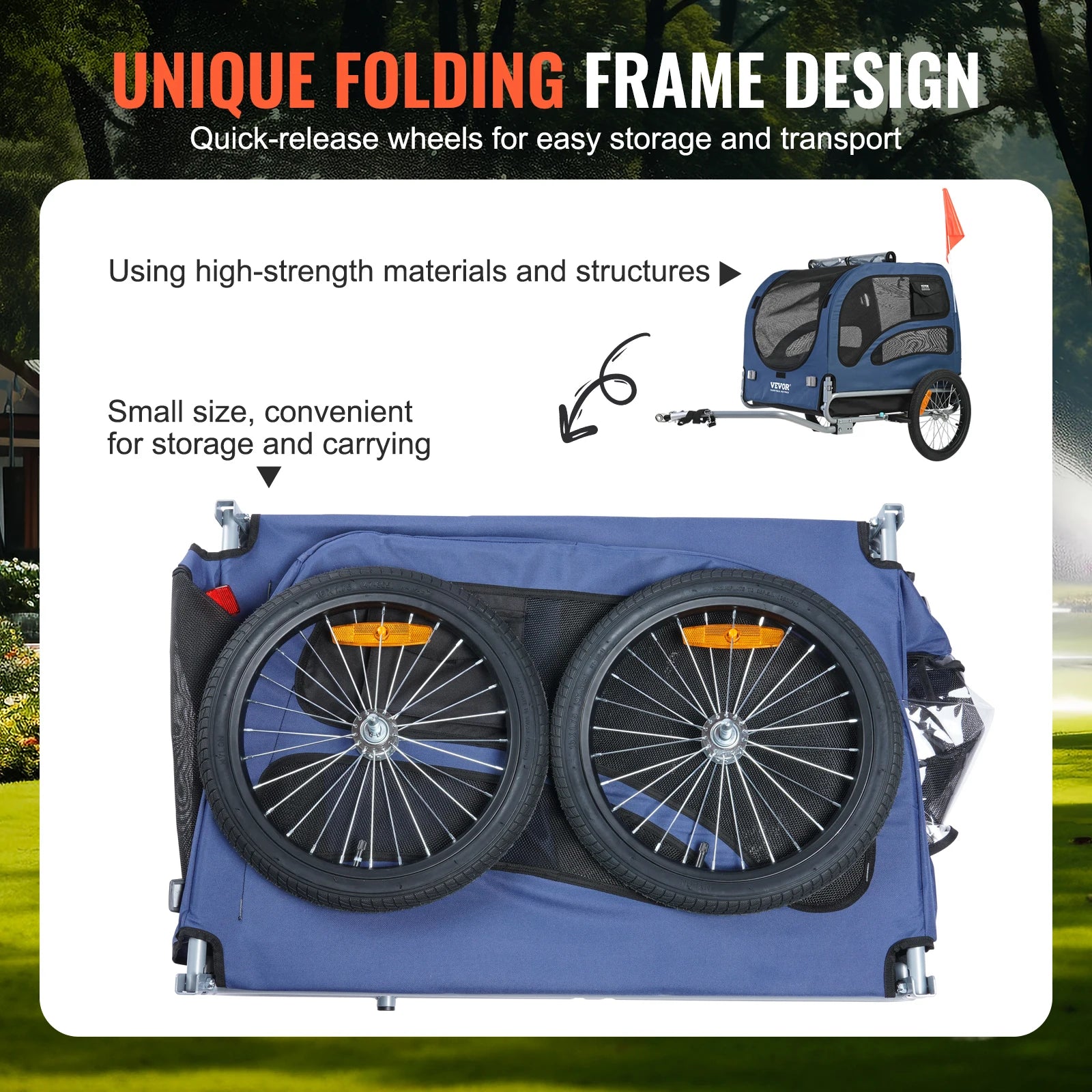 SucceBuy 100lbs Pet Cart, Bicycle Carrier, Bike Trailer with Coupler, Reflectors, Flag, Collapsible to Store for Dogs Travel