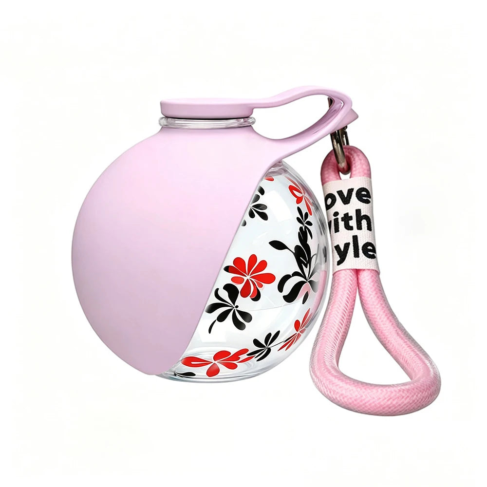 Portable Pet Water Bottle with Detachable Bowl, Cute Ball Shape - Leak-Proof & Compact, Travel Water Bottle -Stainless Steel & Silicon, Portable Travel Water Dispenser with Wrist Strap
