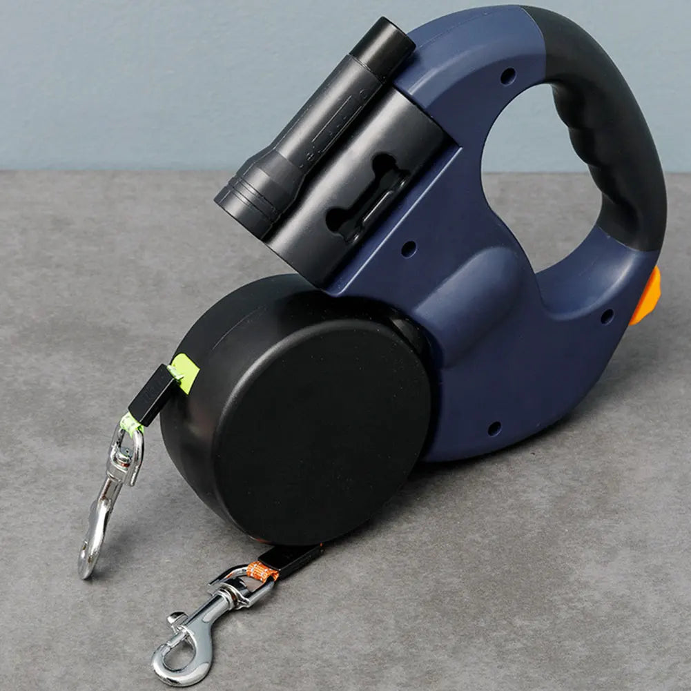 Double Headed Dog Leash, Traction Rope with LED Light, Retractable for Small, Medium Dogs